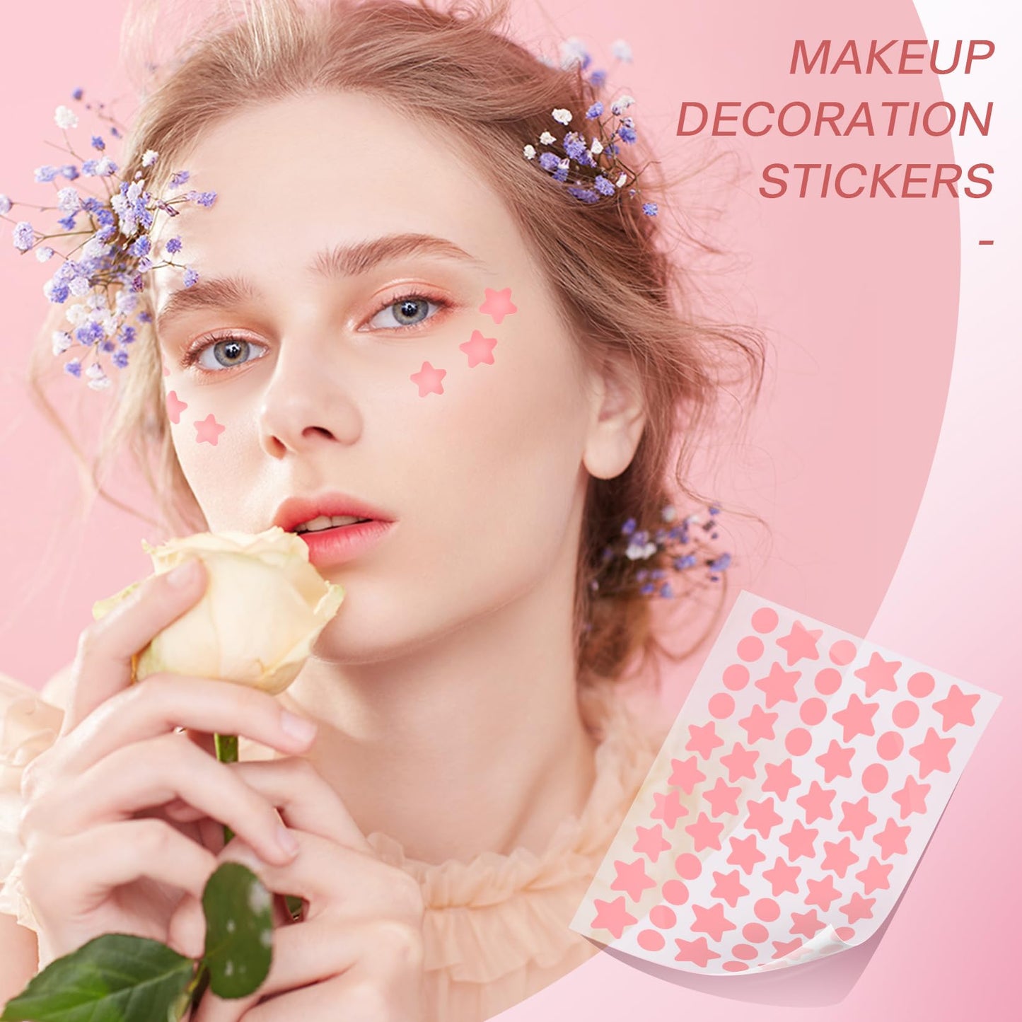 Cute Pink Star Patches For Face, Facial Scar Cover Star Stickers Patches, Star Concealer Stickers Mild Non-Irritating Breathable Waterproof Specification Size For Face (Round,Star,3 Sizes /240 PCS)