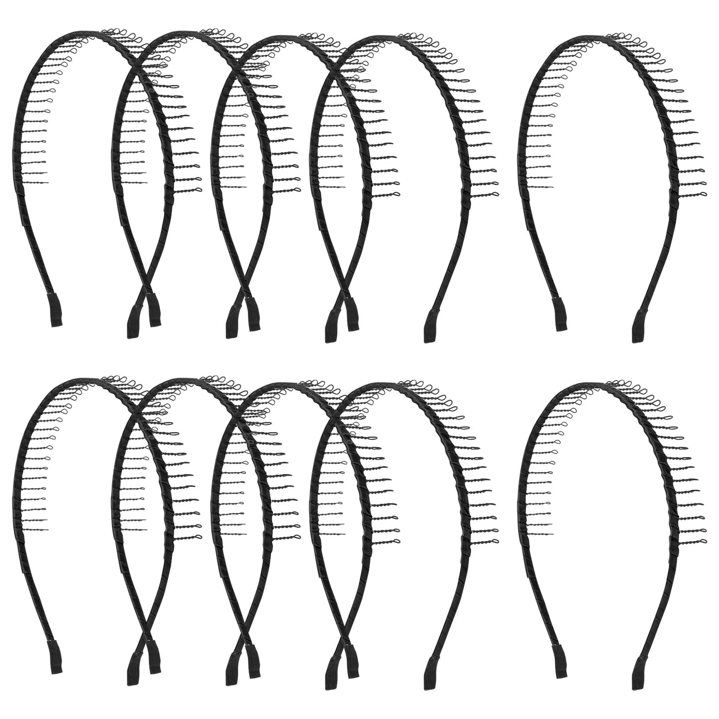 AUEAR, 10 Pack Black Metal Headbands Teeth Comb Hairbands Teeth Hair Hoop Non-Slip Headband for Women Men Hair Accessories