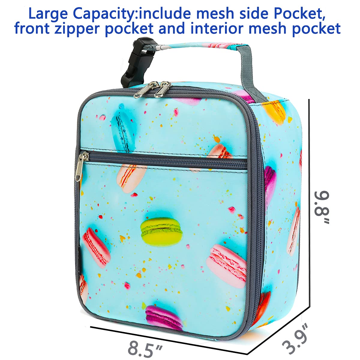 FlowFly Kids Lunch box Insulated Soft Bag Mini Cooler Back to School Thermal Meal Tote Kit for Girls, Boys, Biscuits