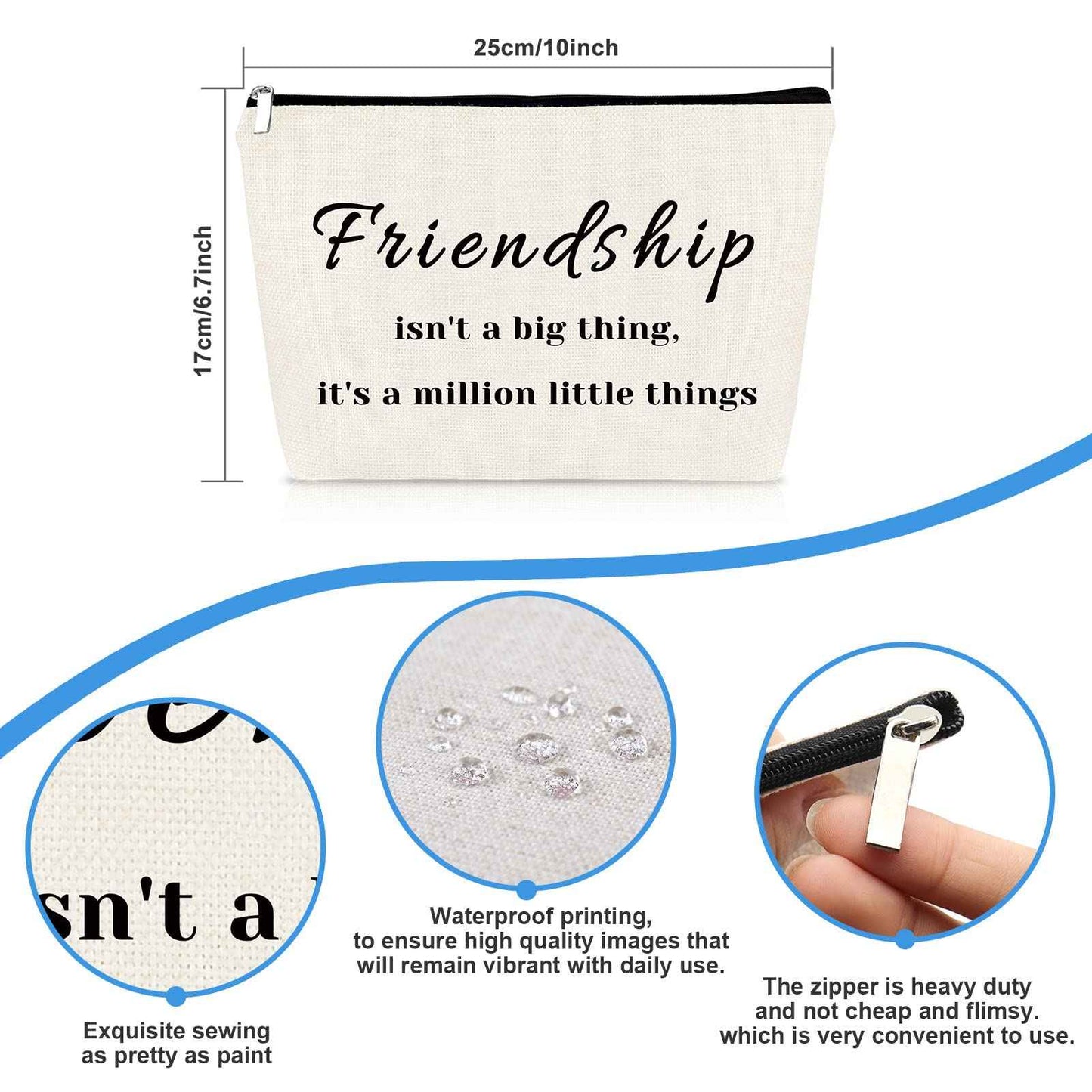 Friendship Gifts for Women Girls Best Friend Gift Makeup Bag Soul Sister Gift Cosmetic Bag Graduation Wedding Birthday Gift for Her Friend BFF Female Bestie Cosmetic Pouch Case Travel Toiletry Bag