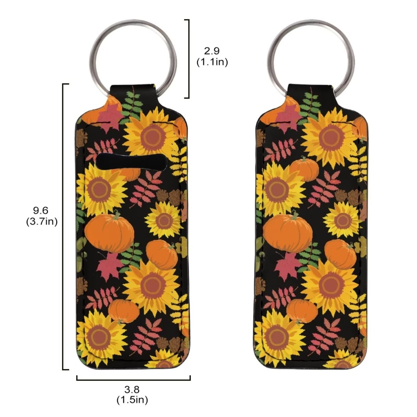 SEANATIVE Women Chapstick Holder Keychain Fall Pumpkin Sunflower Design Lip Balm Pouch with Keyring Thanksgiving Day Present