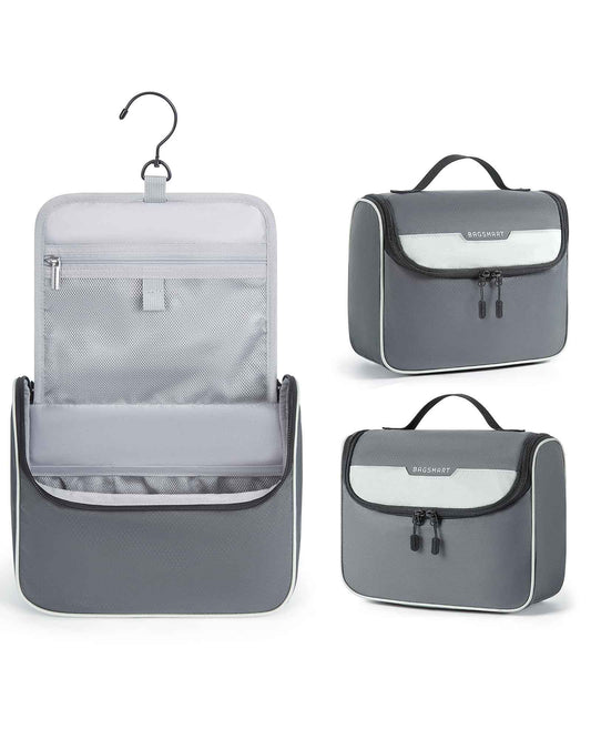 BAGSMART Travel Toiletry Bag for Men, Hanging Toiletry Bag for Mens Traveling, Outdoor Activities, Bathroom Shaving, Travel Essentials Dopp Kit Organizer 360 Swivel Hook Water Resistant, Grey