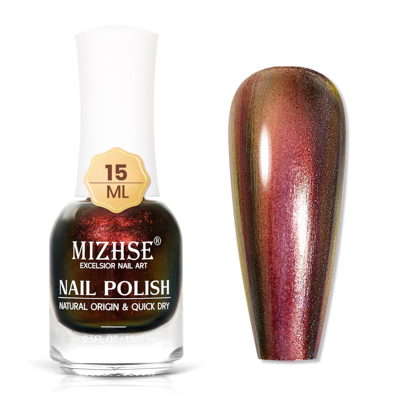 MIZHSE Chameleon Nail Polish, Red Nail Polish Air Dry Fast, 15ml/0.5 fl oz High Glossy Shiny Nail Pigment Holographic Nail Polish Nail Art Salon Manicure Home