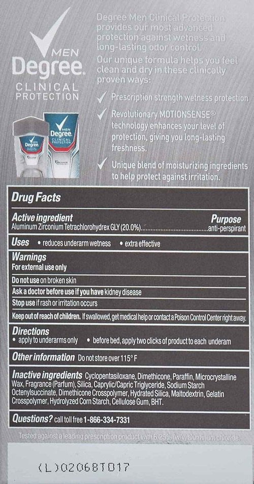 DEGREE Men Clinical Protection Sport Strength Antiperspirant & Deodorant, 1.7 Ounce, Pack of 3 (Packaging may vary)
