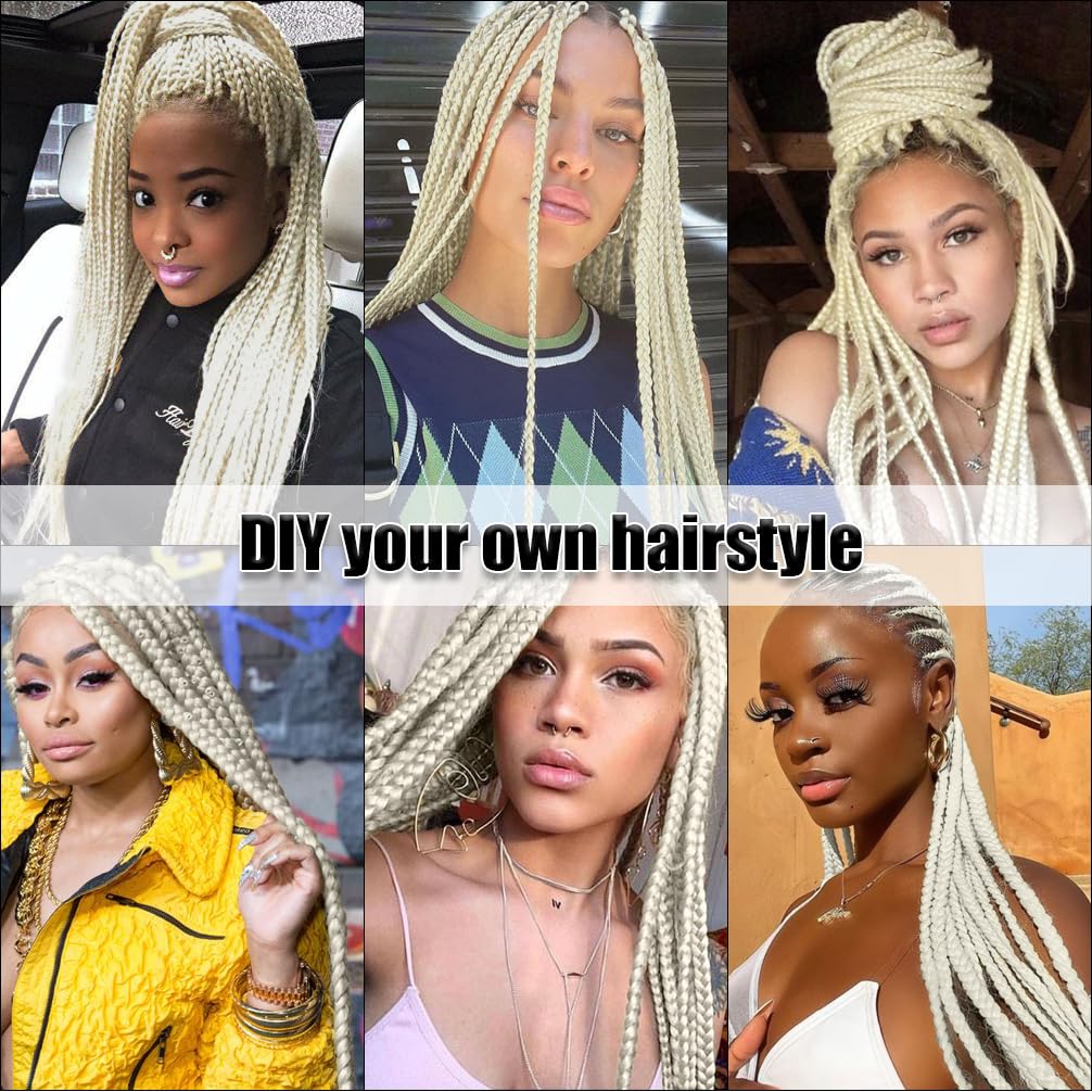 Blonde Pre Stretched EZ Braiding Hair Box Braids Soft Yaki Texture Braiding Hair Extension Human Hair 26 inch(3 Packs,613#)