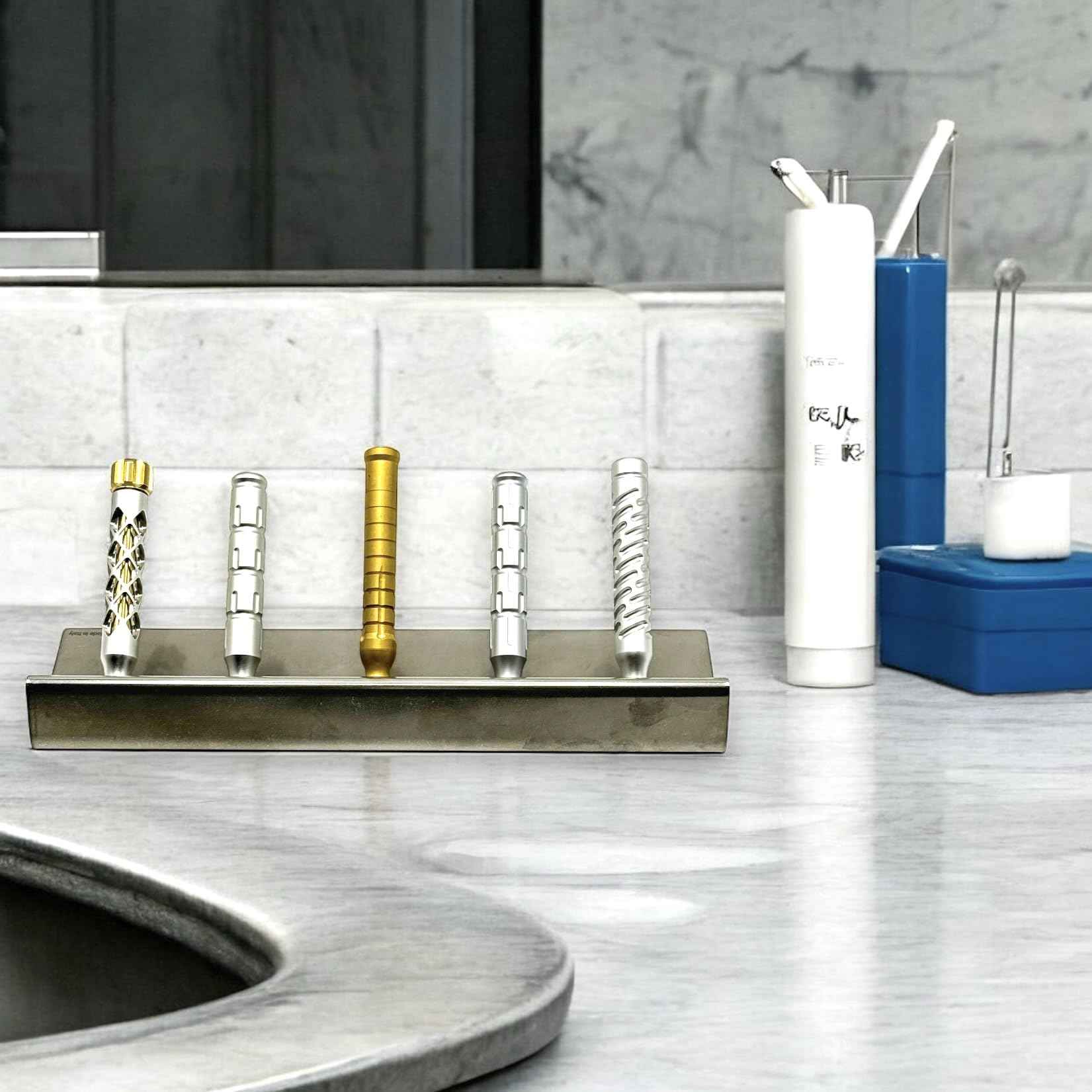 The Goodfellas' Smile, 5 SLOT - 304 Stainless Steel Safety Razor Stand, Compatible with all Models & Brands - Holds 5 Double Edge Razors - Crafted in Italy