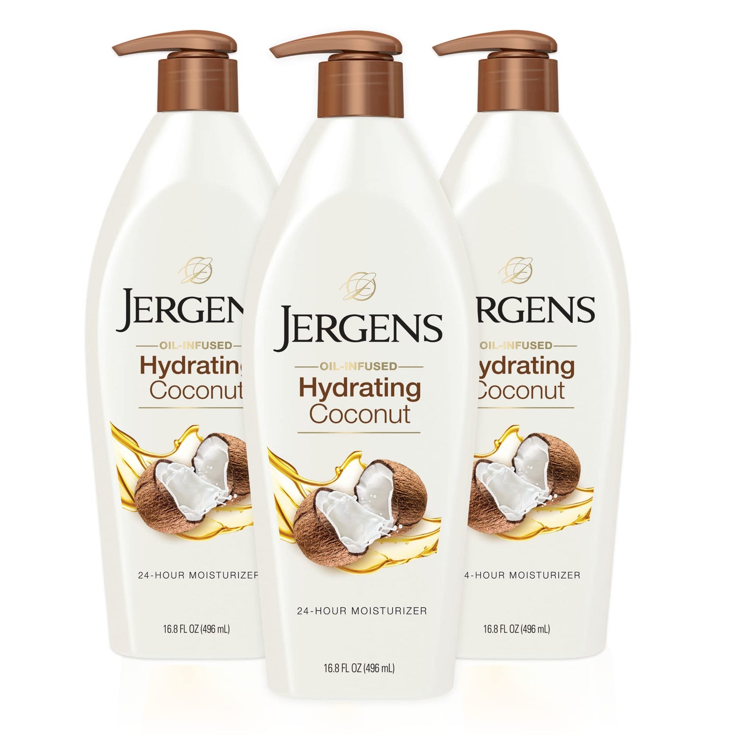 Jergens Hydrating Coconut Body Moisturizer, 16.8 Ounce (Pack of 3)