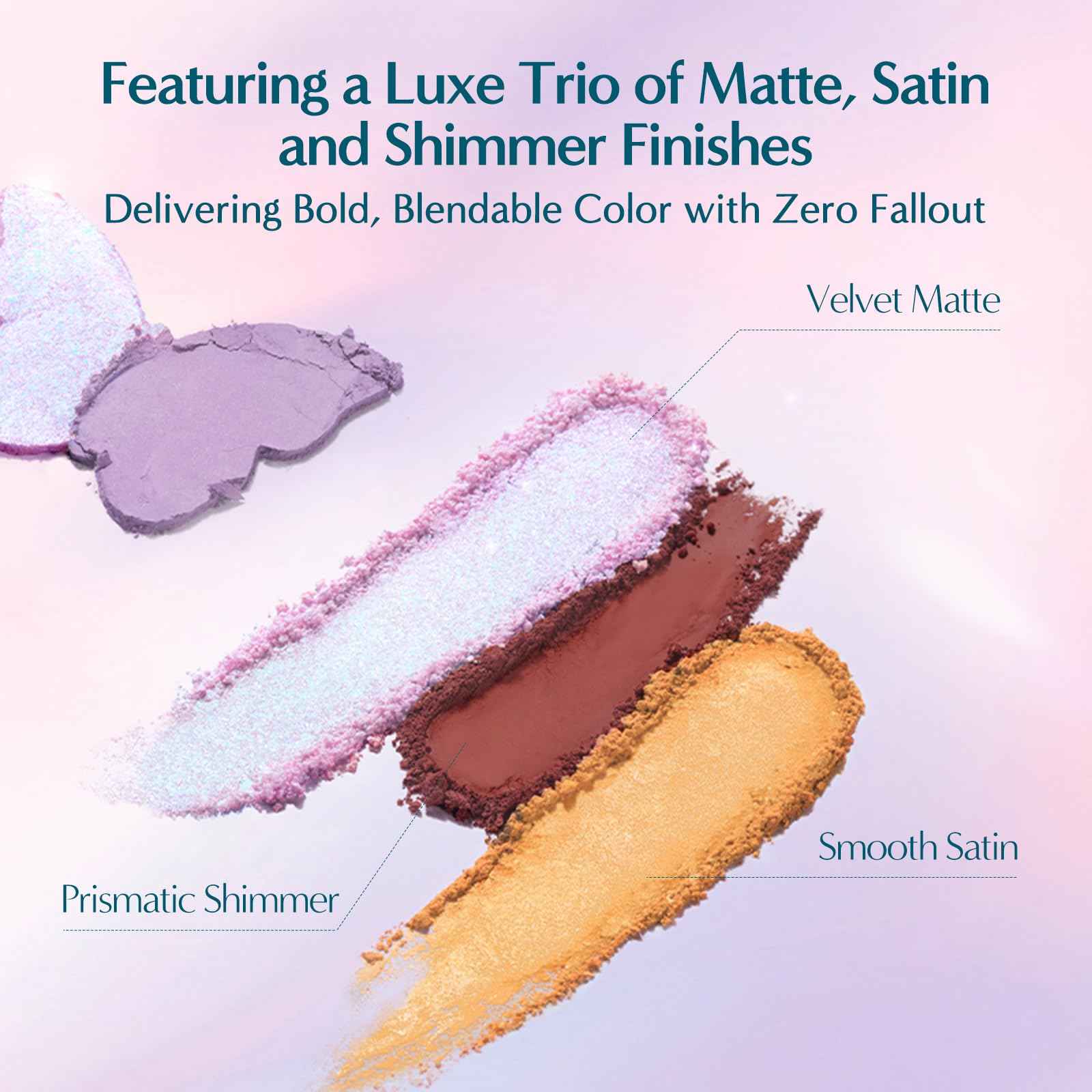 FLORASIS Butterfly Glitter Quad Eyeshadow Palette (01 Iris Twilight, 1 Count)