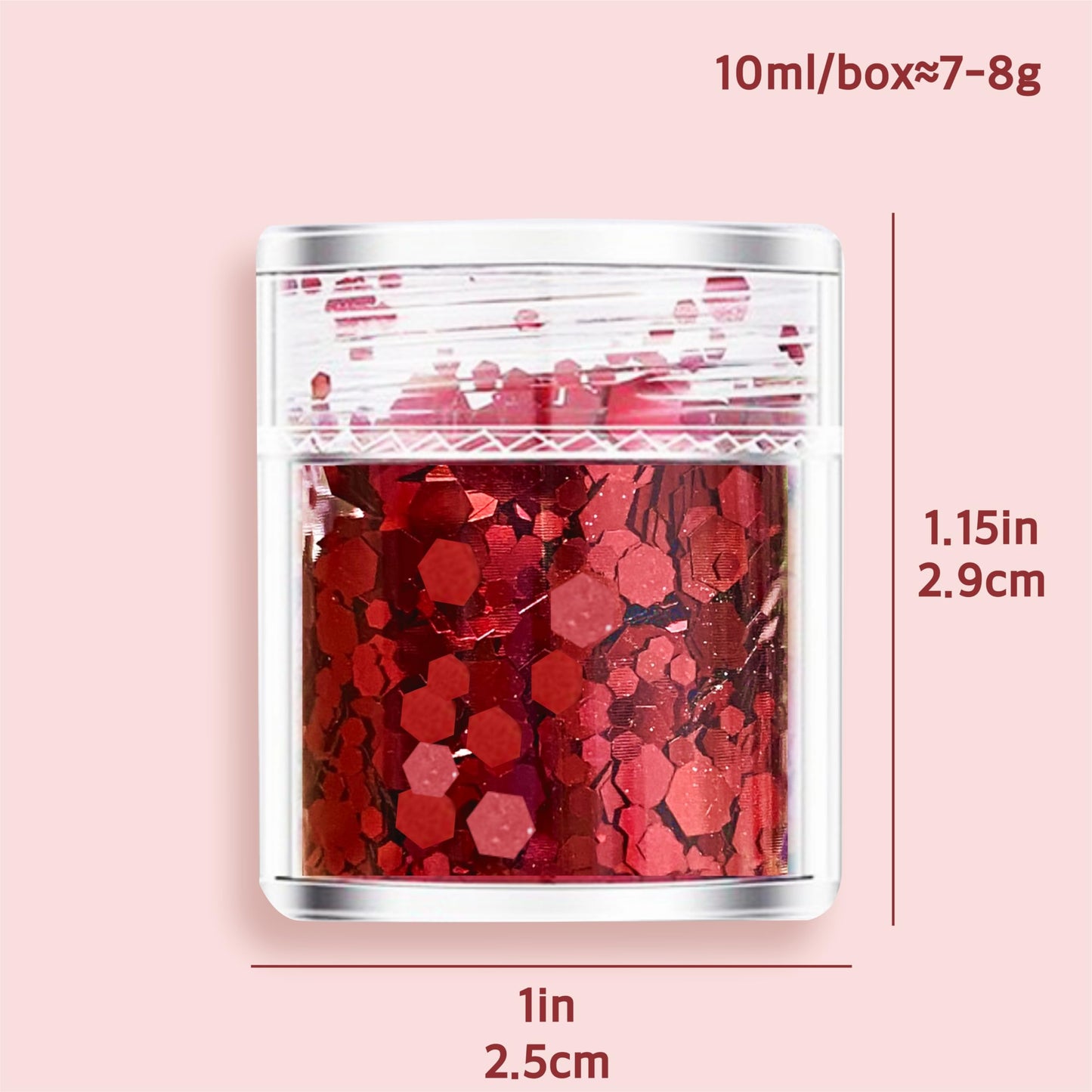 GABOX 8 Jars Ruby Red Cosmetic Chunky Glitter Set, Holographic Body Nail Resin Glitter Fine Powder +1mm+2mm+3mm Sequins Flakes, Wine Red Iridescent Art Glitter Set for Face Eyes Hair Crafts