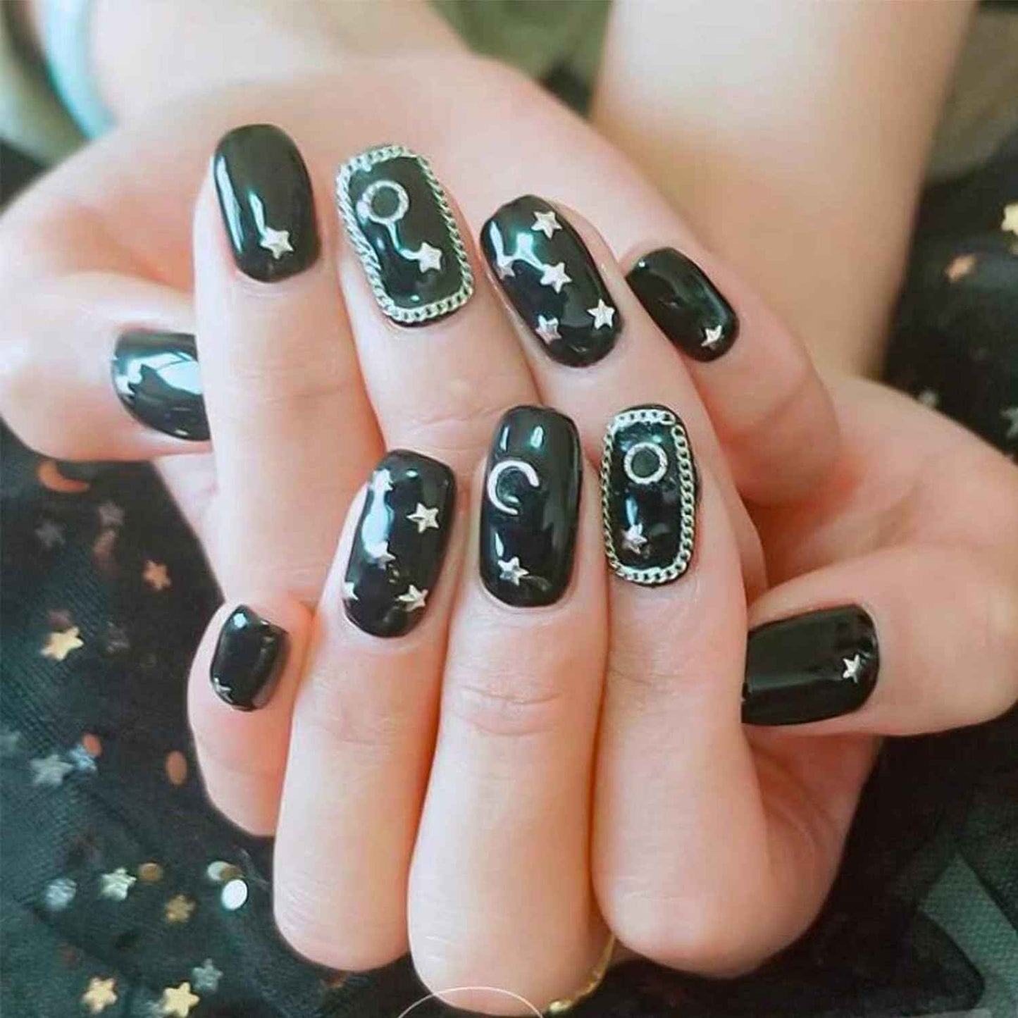 JERCLITY 1 Box 6 Strips Nail Chains for Nail Art Silver Alloy Metal Nail Art Chains Silver Nail Charms Punk Chains for Women