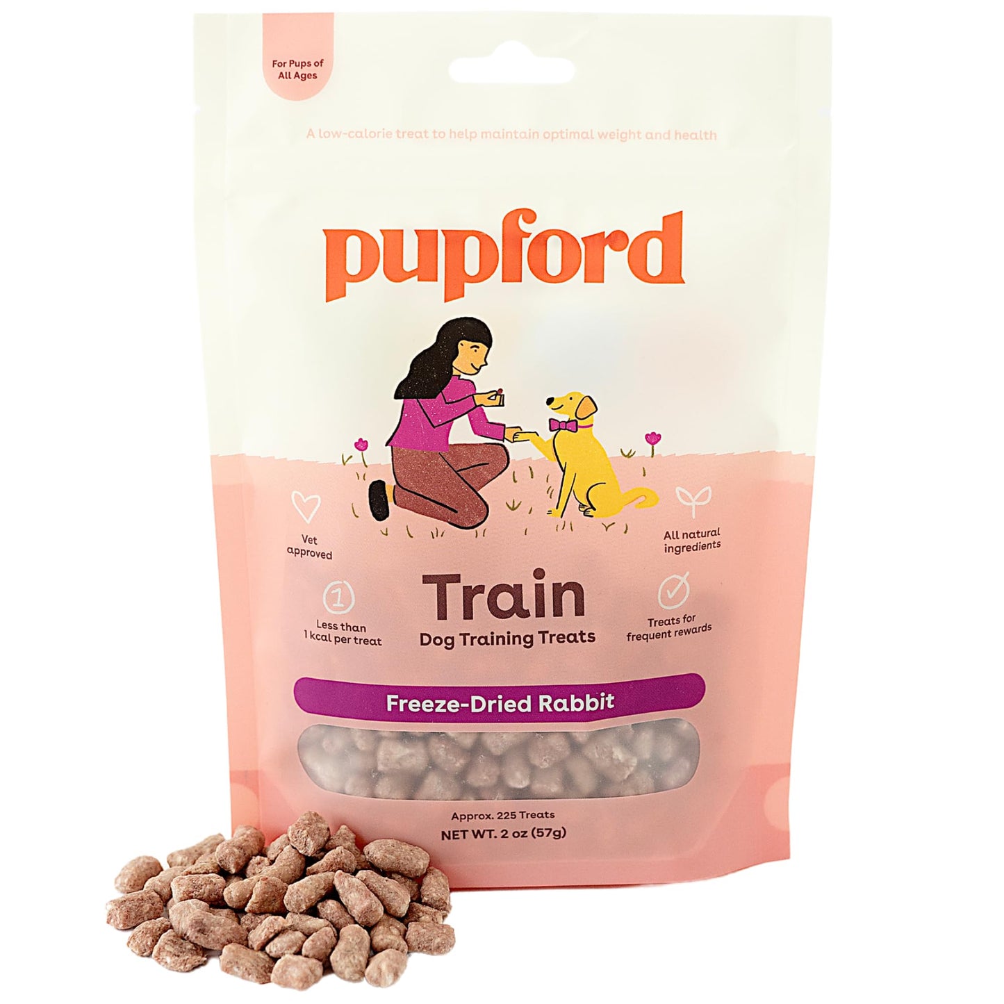 Pupford Freeze Dried Training Treats for Dogs & Puppies, 225+ Two Ingredient Bites (Rabbit, 2 oz)