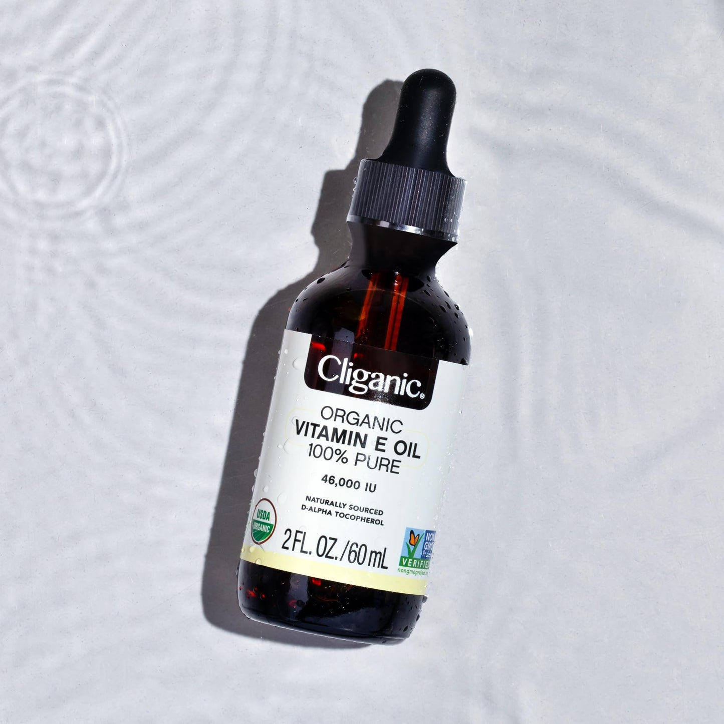 Cliganic Organic Pure Vitamin E Oil (2oz) for Skin, Hair & Face - 46,000 IU