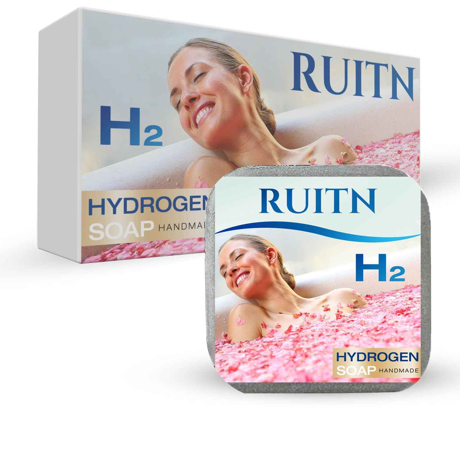 RUITN Hydrogen Bath Bar Soaps, H2 Soap Bar with Refreshing Botanical Scent, for Bathing, Washing Face & Hands, Deep Hydration & Anti-Aging for All Skin Types,Hydrogen-rich Face Soap 2 Bars