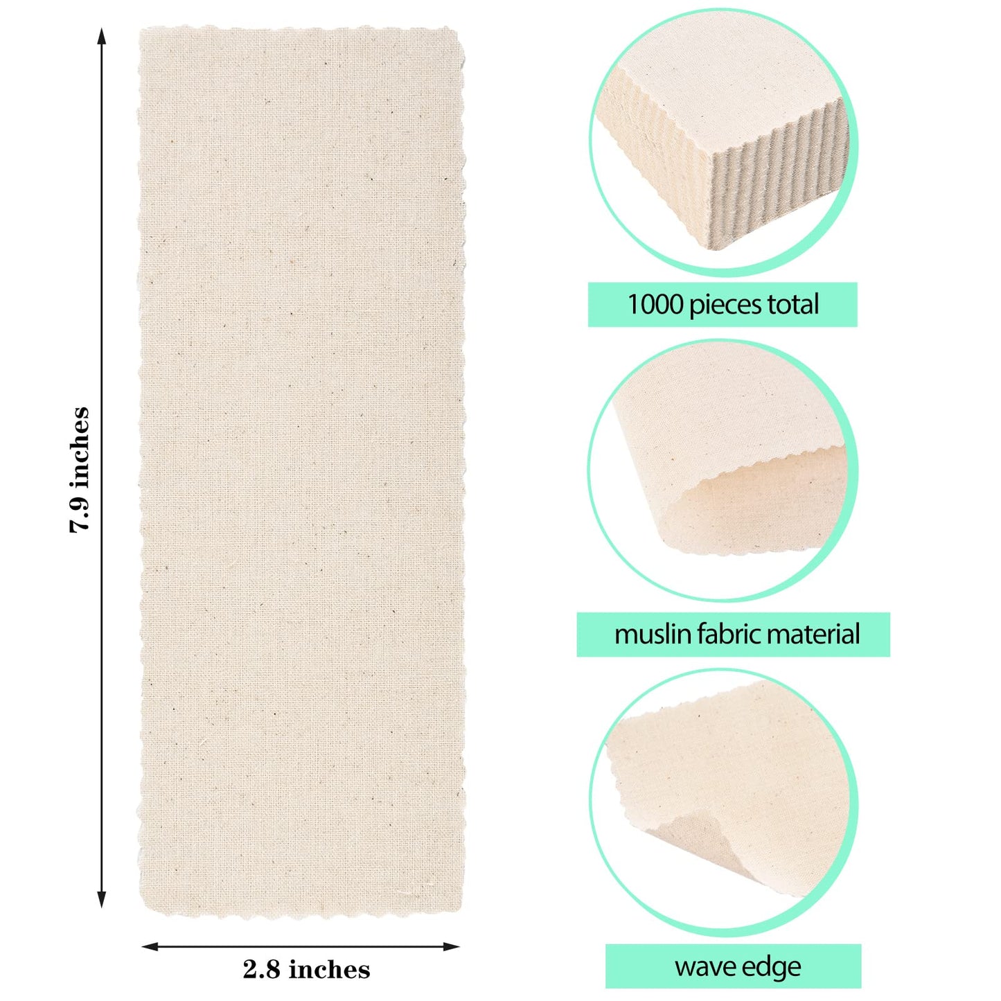 1000 Pieces Body and Facial Muslin Strips for Hair Removal Natural Muslin Epilating Strips 2.8 x 7.9 Inches Large Waxing Strips Bulk for Women and Men