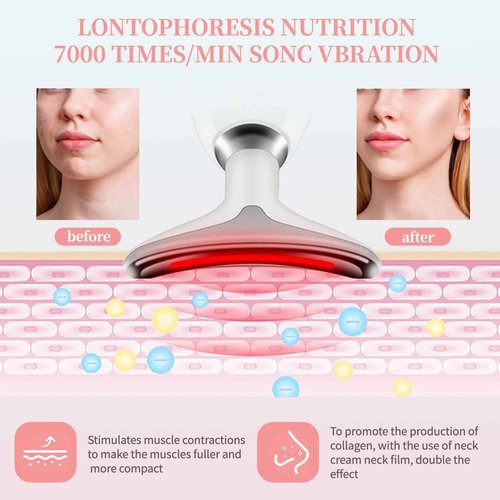 Red-Light-Therapy-for-Face and Neck, Face 𝖲 culpting Wand with 7 Color, Anti 𝖶rinkles Facial Massager for Face and Neck Tool for Skin Care (White)