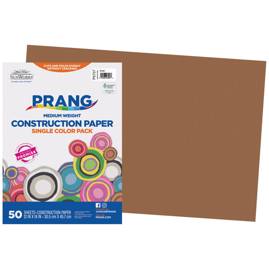 Prang (Formerly SunWorks) Construction Paper, Brown, 12" x 18", 50 Sheets