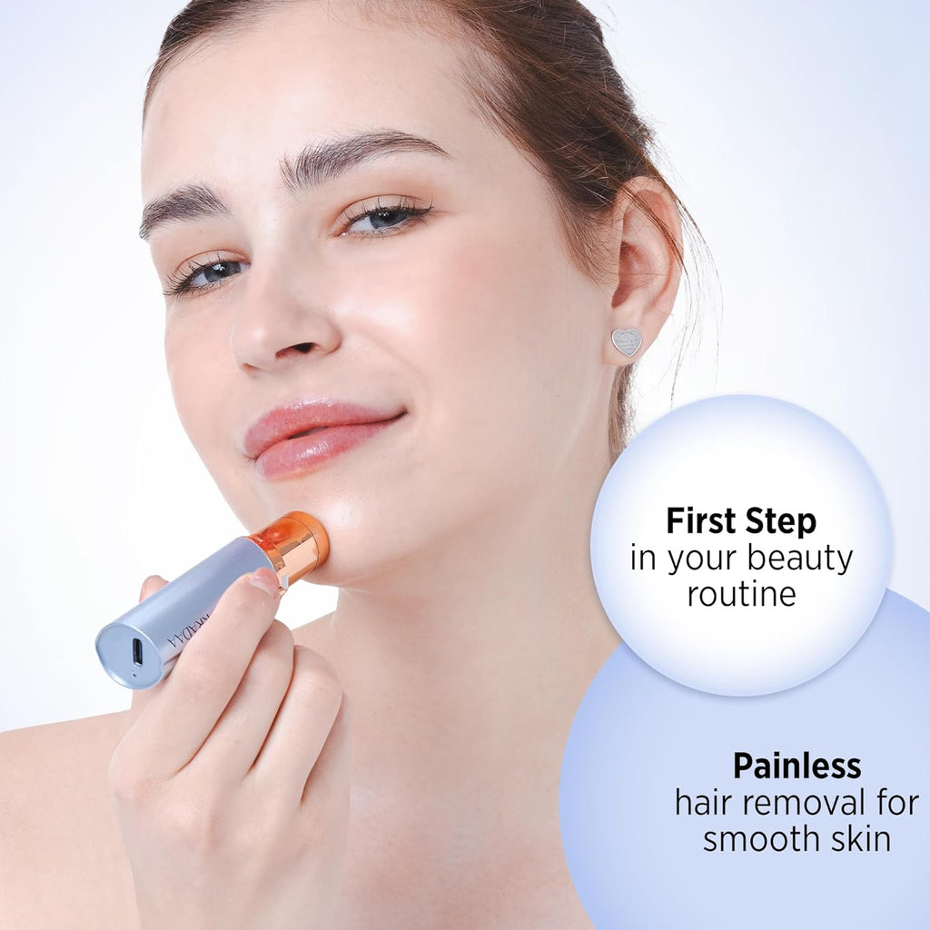 Facial Hair Removal for Women - Painless Facial Hair Remover - Electric Hair Removal Device for Face Lips Peach Fuzz with Light (Rose Gold)