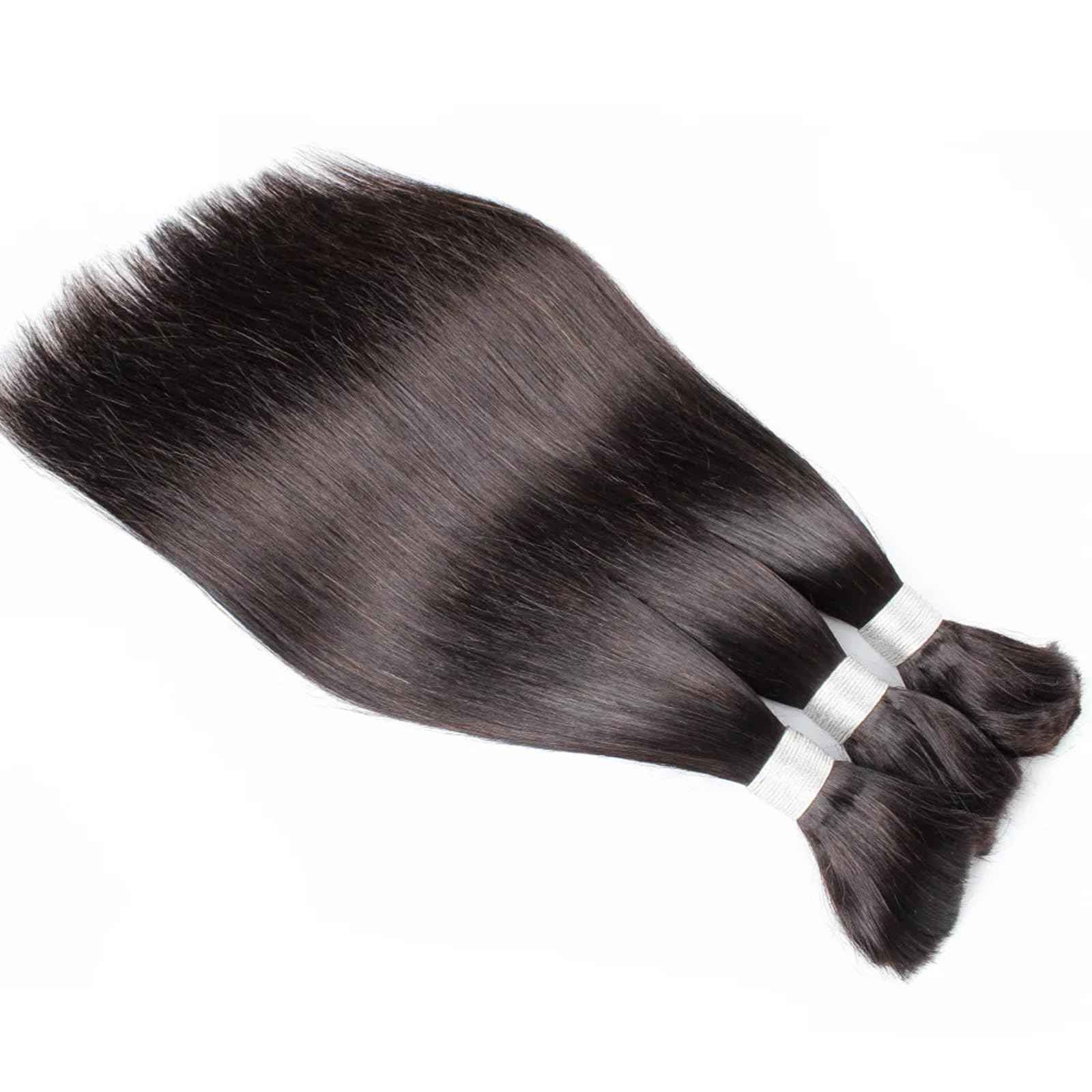 Human Braiding Hair for Boho Braids 20inch Straight Bulk Human Hair Extensions for Braiding No Weft Human Hair for Black Woman （1 Bundle 100g Natural Black）