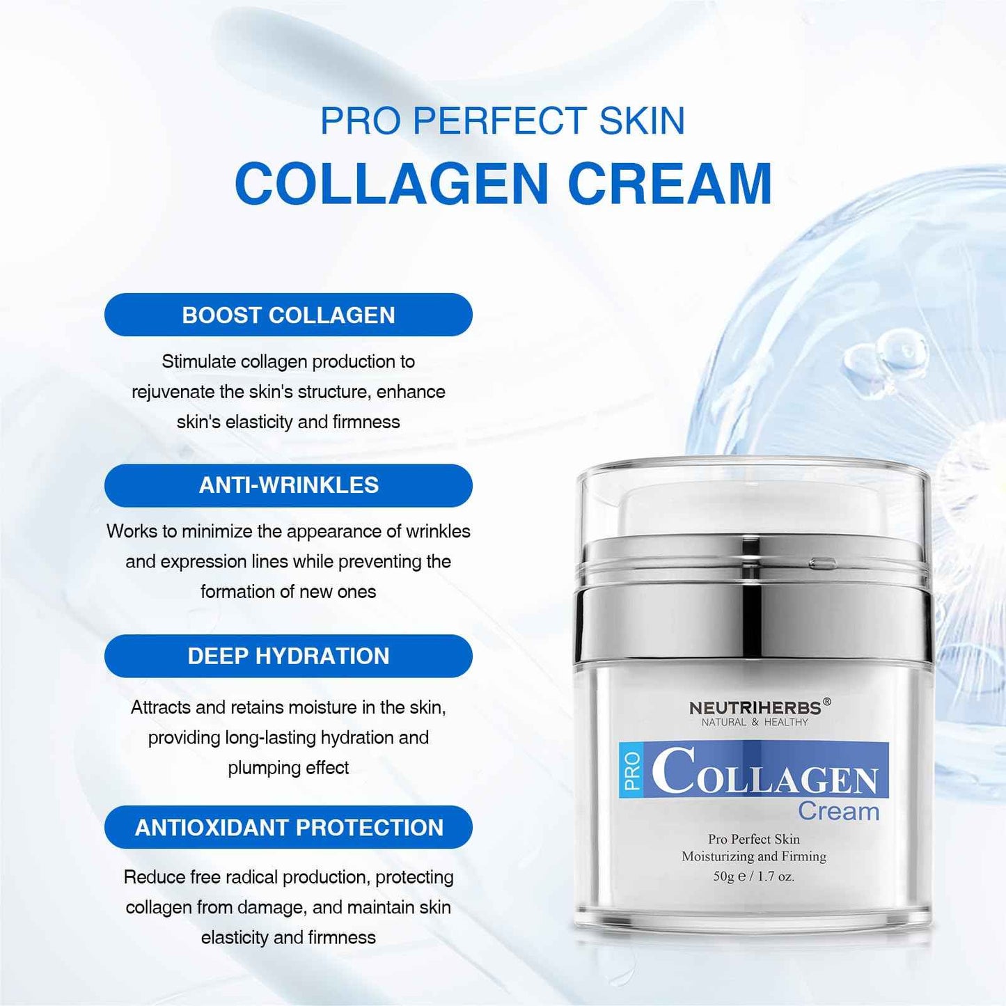 Neutriherbs Face Cream Collagen Facial Moisturizer, Reduce Black Spots and Blemishes,Persistent Moisturizing Reduce Fine Lines 1.7OZ