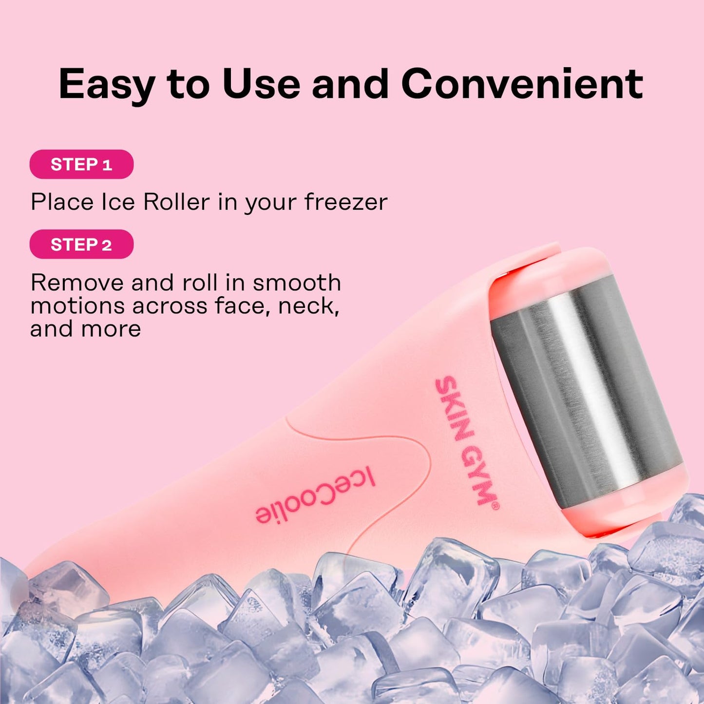 SKIN GYM IceCool Ice Roller for Face - Anti Aging Ice Face Roller & Eye Roller for Eye Puffiness Relief, Travel Size Face Roller Skin Care & Face Ice Roller, Light Facial Ice Roller & Face Depuffer