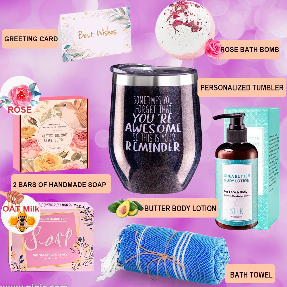 Birthday Gifts for Women-Best Relaxing Spa Gift Box Basket for Wife Mom Sister Girlfriend Daughter Best Friend Mother-Happy Birthday Gifts for Women (Black)