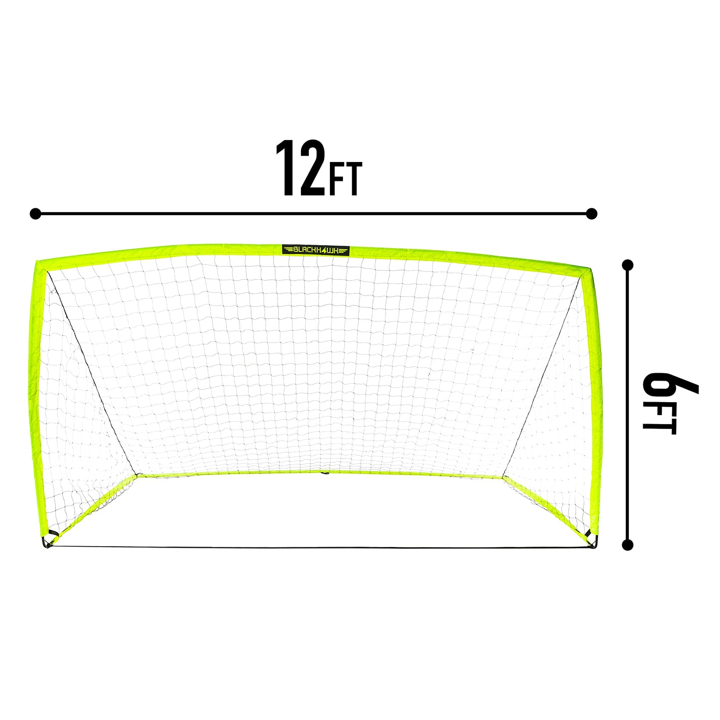 Franklin Sports Blackhawk Portable Soccer Goal, 12' x 6.5', Optic Yellow - Durable Fiberglass, All-Weather Netting, Pop Up, Folding, Official Size, Includes Tie-Down Stakes & Carry Bag