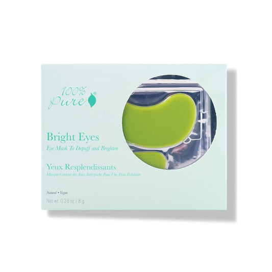 100% PURE Bright Eyes Masks Under Eye Skincare Wrinkle Smoothing Replenishment Diminish Dark Circles, Puffiness - Hydrating & Moisturizing Patches For Tired Eyes & Morning Bags - Vegan - 5 Pack