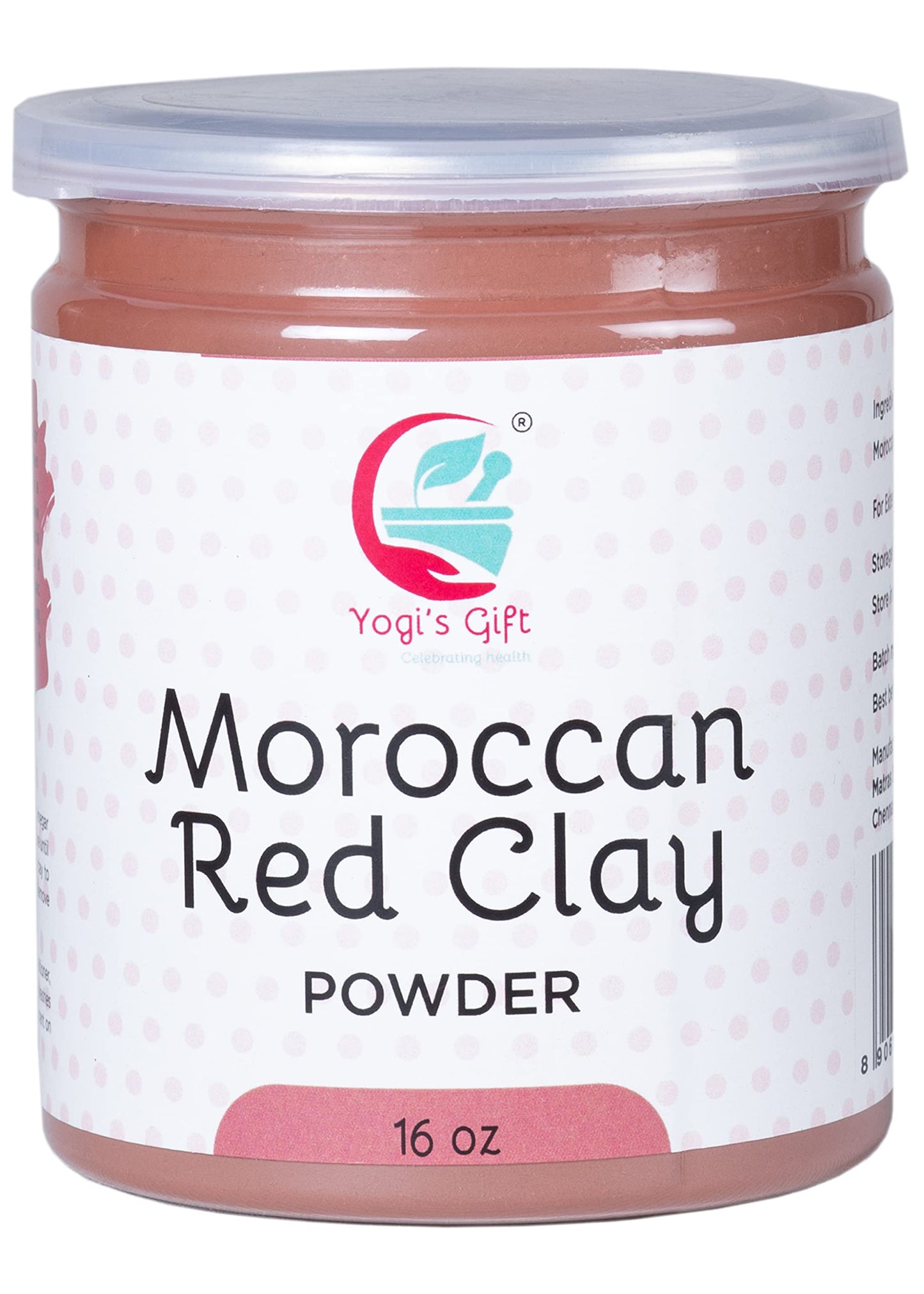 Moroccan Red Clay Powder | 16 Oz | Raw Clay Facial Mask | Deeply Cleanses Pores & Purifies the Skin | By Yogi's Gift ®