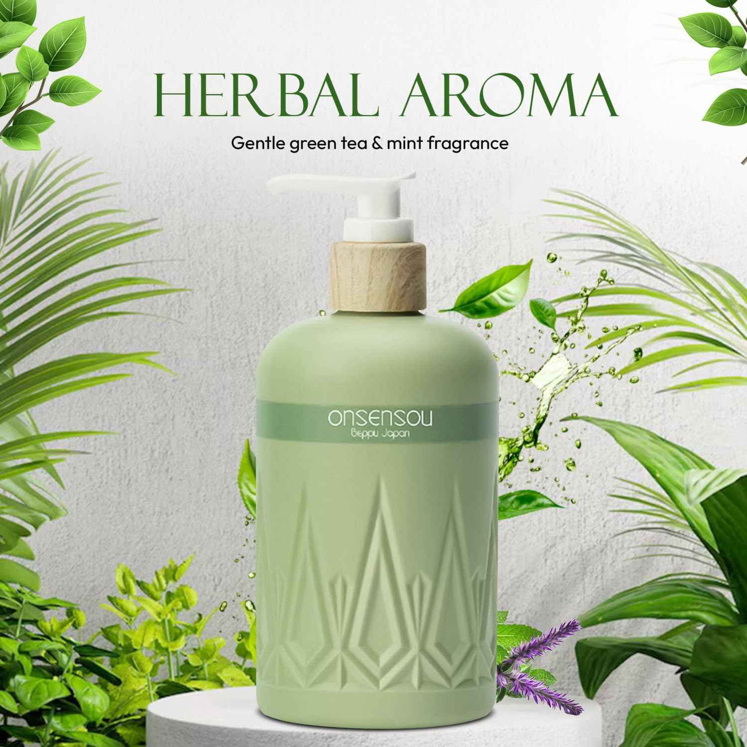 ONSENSOU Moisturizing Body Wash for Sensitive Skin Women & Men, Full Body Wash with Hot Spring Yeast, Ocean Nutrients & Kaolin from Japan, Daily Use 10.1 Fl Oz