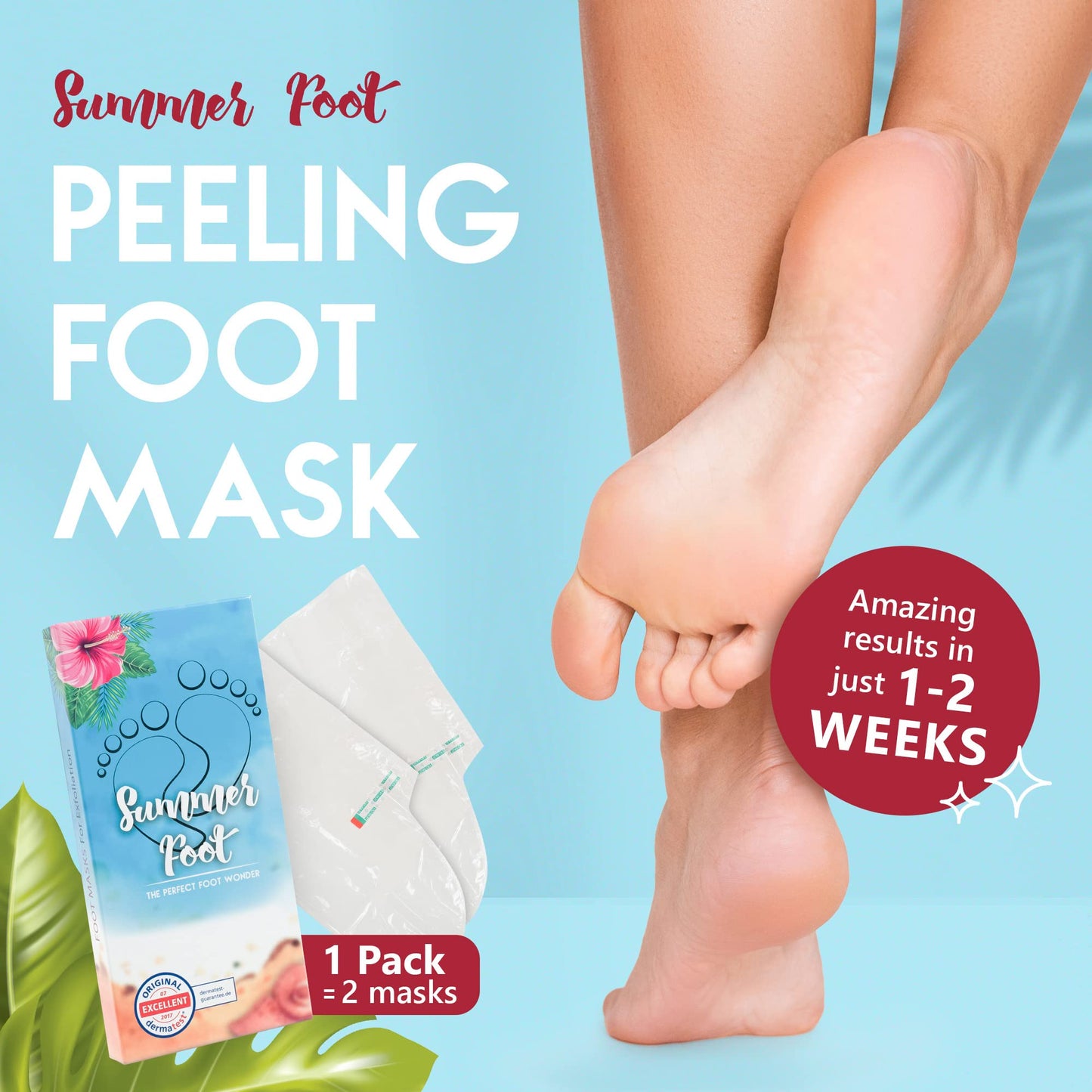 Summer Foot Peeling Mask That Removes Dead Skin - Dermatologically Tested Callus Remover for Dry Cracked Feet - Exfoliating Foot Peel Mask for Baby Soft Feet - Cucumber & Urea Extracts