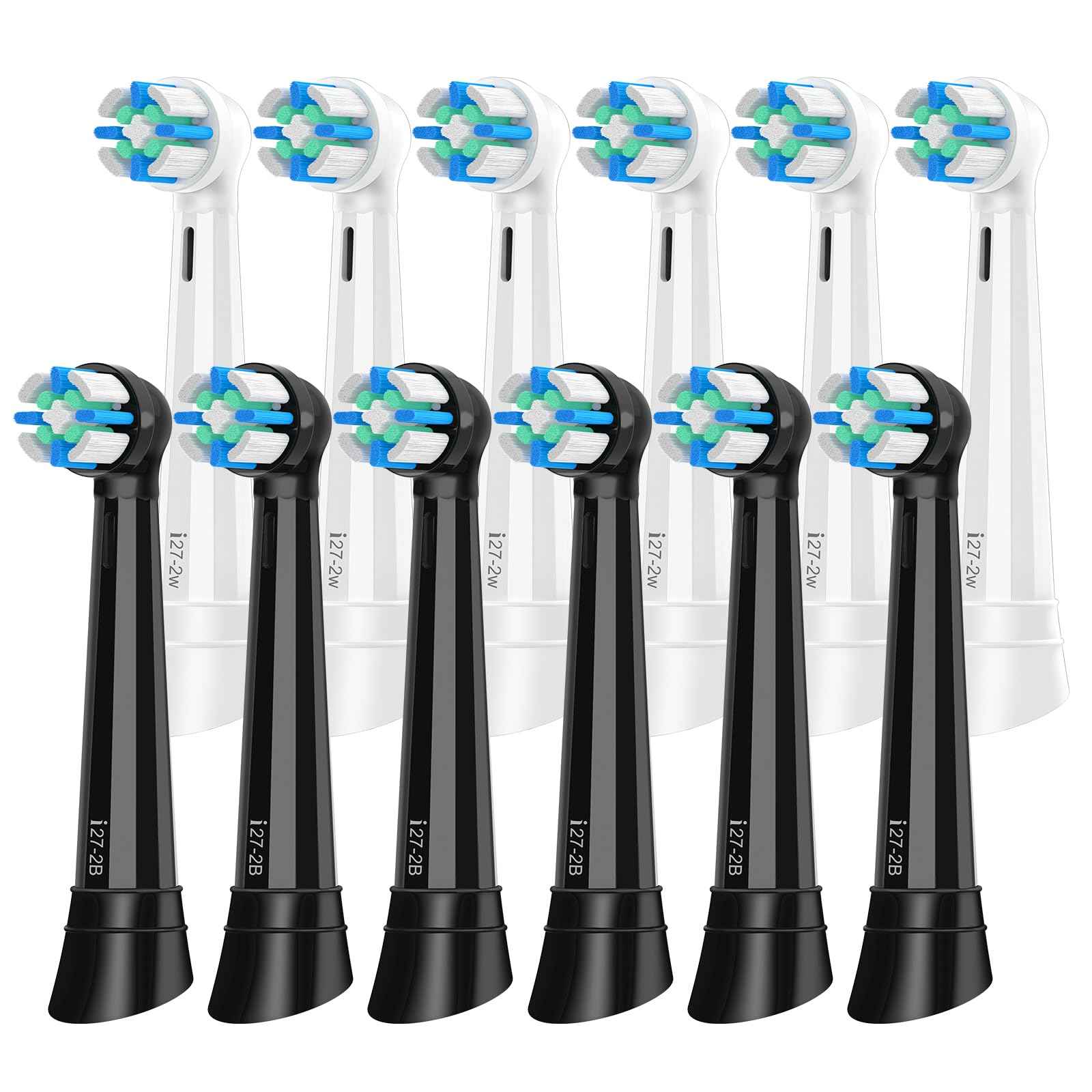 12 PCS Replacement Heads Compatible with Oral B IO 2/3/4/5/6/7/8/9/10/Deep Clean Series Electric Toothbrush, Medium Softness Brush Heads Compatible with Oral B IO for Teeth and Gums Care (Black/White)