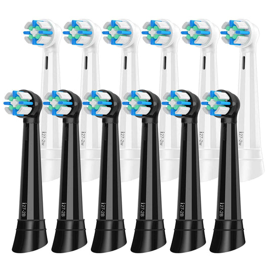 12 PCS Replacement Heads Compatible with Oral B IO 2/3/4/5/6/7/8/9/10/Deep Clean Series Electric Toothbrush, Medium Softness Brush Heads Compatible with Oral B IO for Teeth and Gums Care (Black/White)