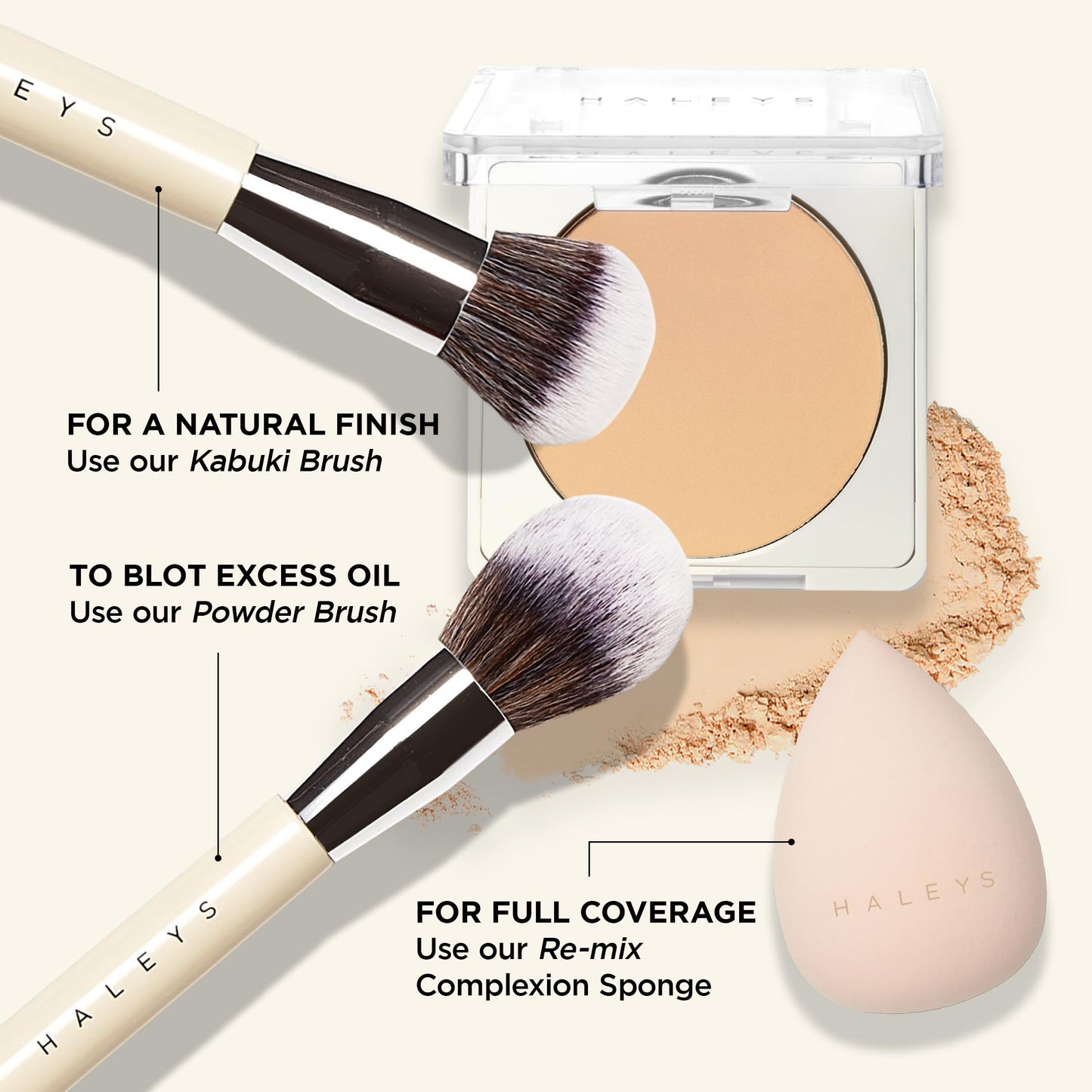 HALEYS Re-cover Pressed Powder Foundation Makeup (2.5) - Buildable Medium-to-Full Coverage, Oil Control & All-Day Comfortable Wear - Versatile Powder That Conceals Imperfections