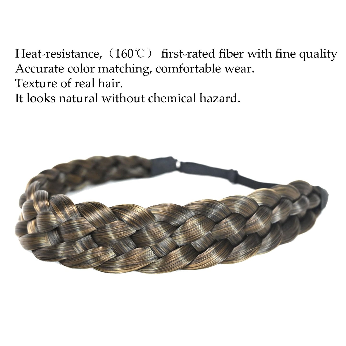 TOECWEGR 5 Strands Synthetic Hair Braided Headband Hairpiece Classic Chunky Wide Plaited Braids ElasticMulti Color Headband Ladies Beauty Hair Accessories …