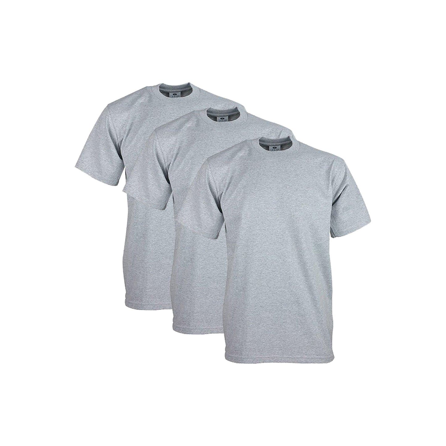 Pro Club Men's 3-Pack Heavyweight Cotton Short Sleeve Crew Neck T-Shirt, Heather Gray, Medium