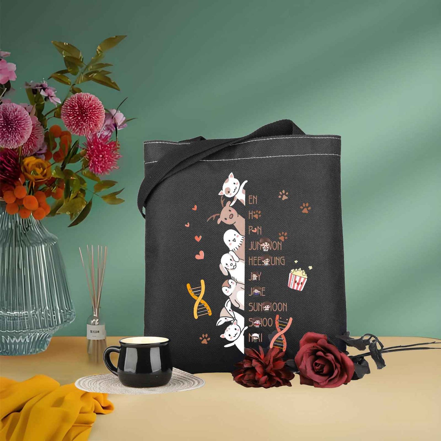 WSNANG Korea Group Gifts New Album Canvas Makeup Bag Gift for Korean Music Fan Lovers Cosmetic Bag Gift Music Merch (E TB)