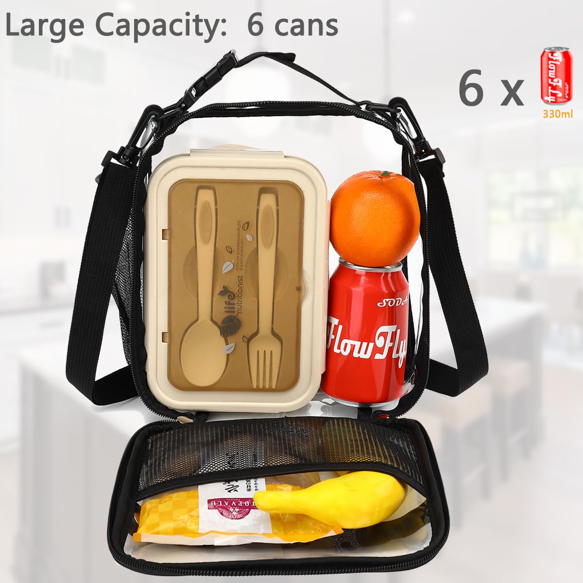 FlowFly Kids Lunch box Insulated Soft Bag Mini Cooler Back to School Thermal Meal Tote Kit for Girls, Boys, Clear