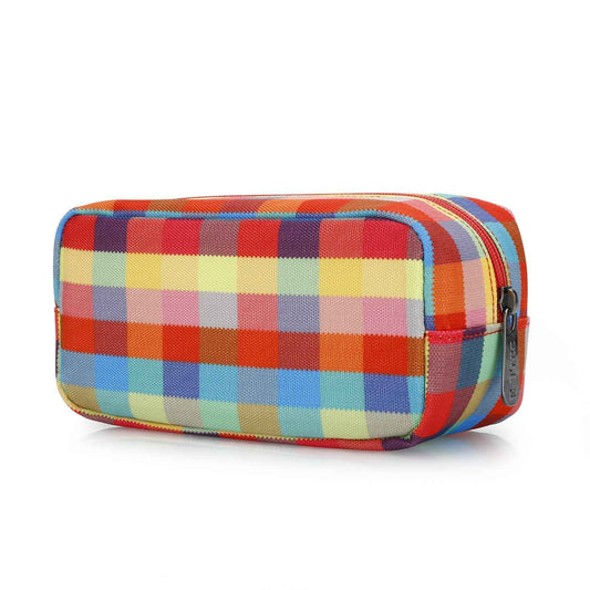 E-Tree Cute Makeup Bag,Travel Make up Pouch for Purse,Zipper Toiletry Cosmetic Brush Skin Care Case for Women Man,Tech Electronic Organizer,Small Canvas Storage for Personal Items,Colorful Checkered