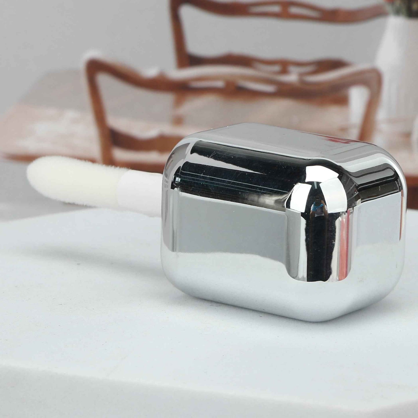 COSIDEA 16pcs Silver 5ml Square big wand lip gloss tubes for DIY lipgloss containers tubes with large doe foot applicator