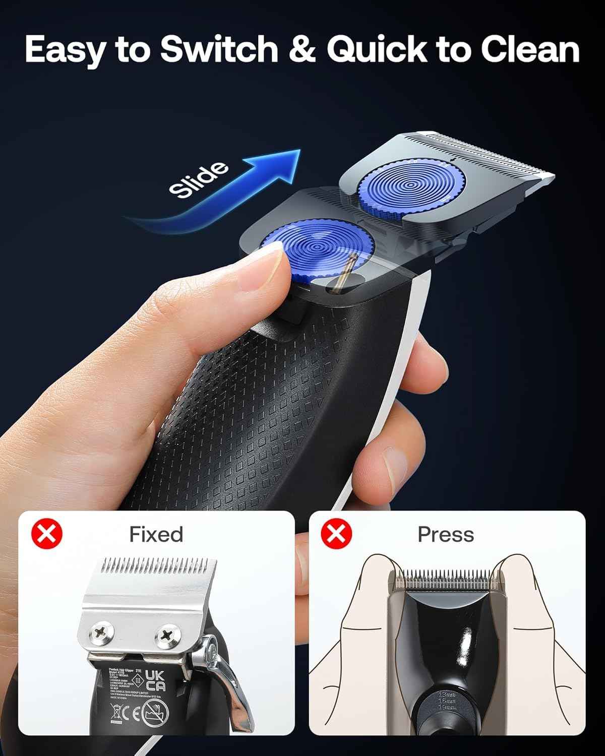 GLAKER Clippers for Hair Cutting - Cordless 2 in 1 Versatile Hair Trimmer with 8 Guards,Professional Barber Kit for Barbershop, Ideal Gift for Men