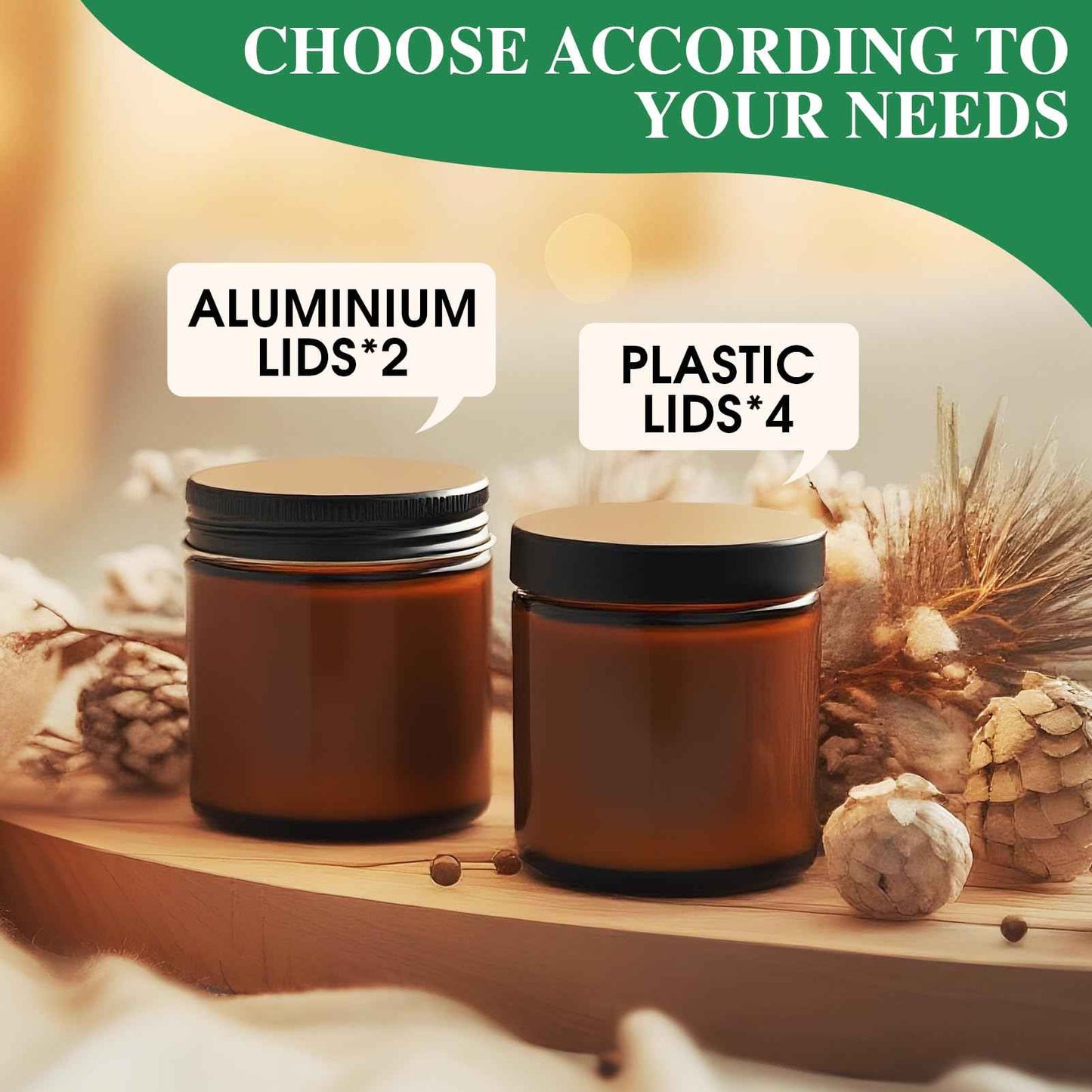 4 oz Glass Jars with Lids, 4 Pack Amber Small Glass Jars with Black Lids Leakproof Airtight Empty Cosmetic Travel Containers with Inner Liners For Lotions Body Scrub, Candle Making