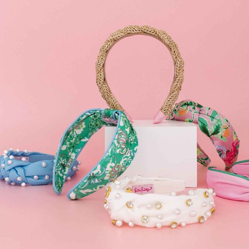 Lilly Pulitzer Top Knot Headband for Women, Colorful Knotted Headband, Cute Hair Accessories for Women & Girls (White)