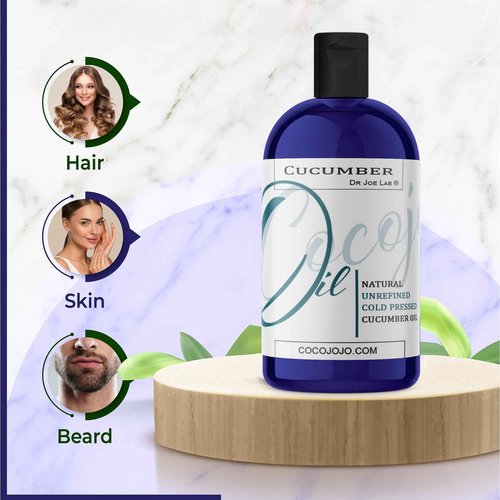 Dr Joe Lab Cucumber Seed Oil - Pure, Unrefined, Cold Pressed, Undiluted, Non-GMO, Virgin Carrier Oil for Skin, Hair, Nails, Body, Face, Beard - 16 Ounces - Nourishing Hydrating Moisturizing Bulk