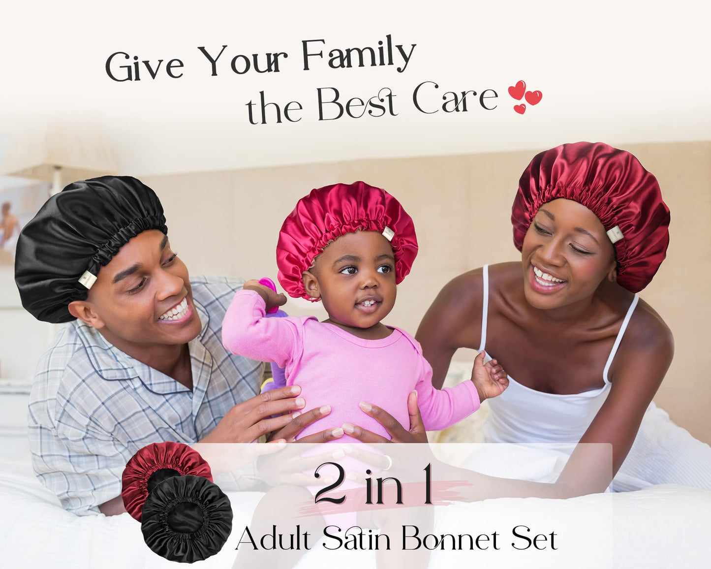 YANIBEST Silk Bonnet for Sleeping Satin Bonnet Hair Bonnets for Black Women and Men Double Layer Ajustable Bonnet for Curly Braids Hair