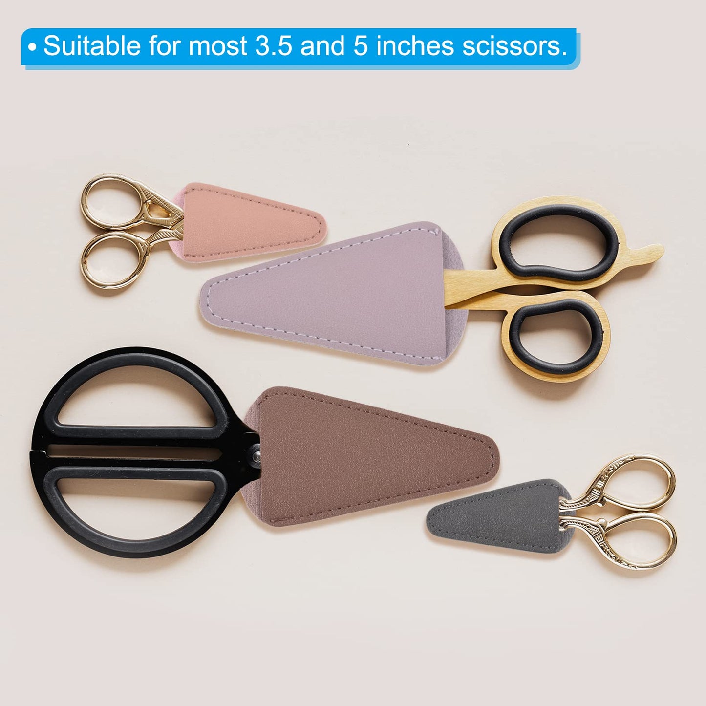 PATIKIL 4"x2.2" PU Leather Scissors Sheath, 3 Pack Scissors Cover Protector Portable Collect Bags for Eyebrow Trimming Beauty Tool Protection, Black