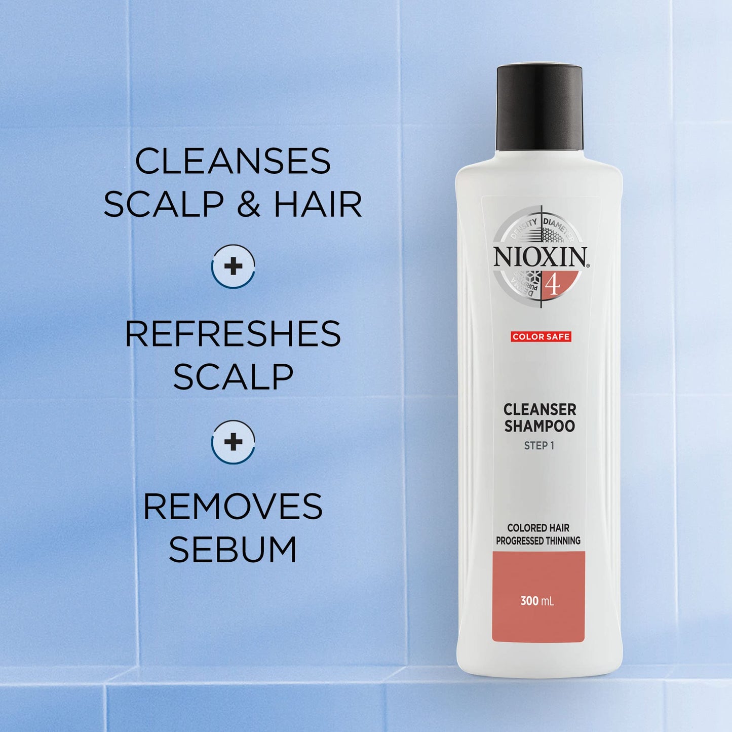 Nioxin System 4 Cleanser Shampoo, Color Treated Hair with Progressed Thinning, 10.1 oz