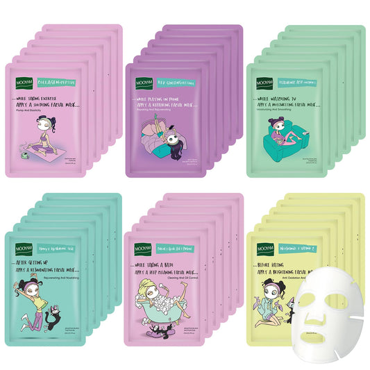 GUOYAOLIFU Face Masks Skincare Set of 36 Sheet Face Masks Moisturizing Masks for Face Extract for All Skin Types-Natural Home Spa Treatment Masks Collagen Face Mask Girl Series 25ml