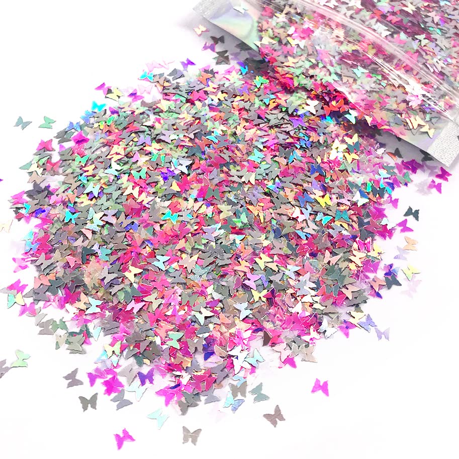 Pink Butterfly Face & Body Glitter - Chunky Glitter - Cosmetic Grade - Uses Include: Festival Rave Makeup Face Body Nails Resin Arts & Crafts, Resin, Tumblers, Bath Bombs - Solvent Resistant