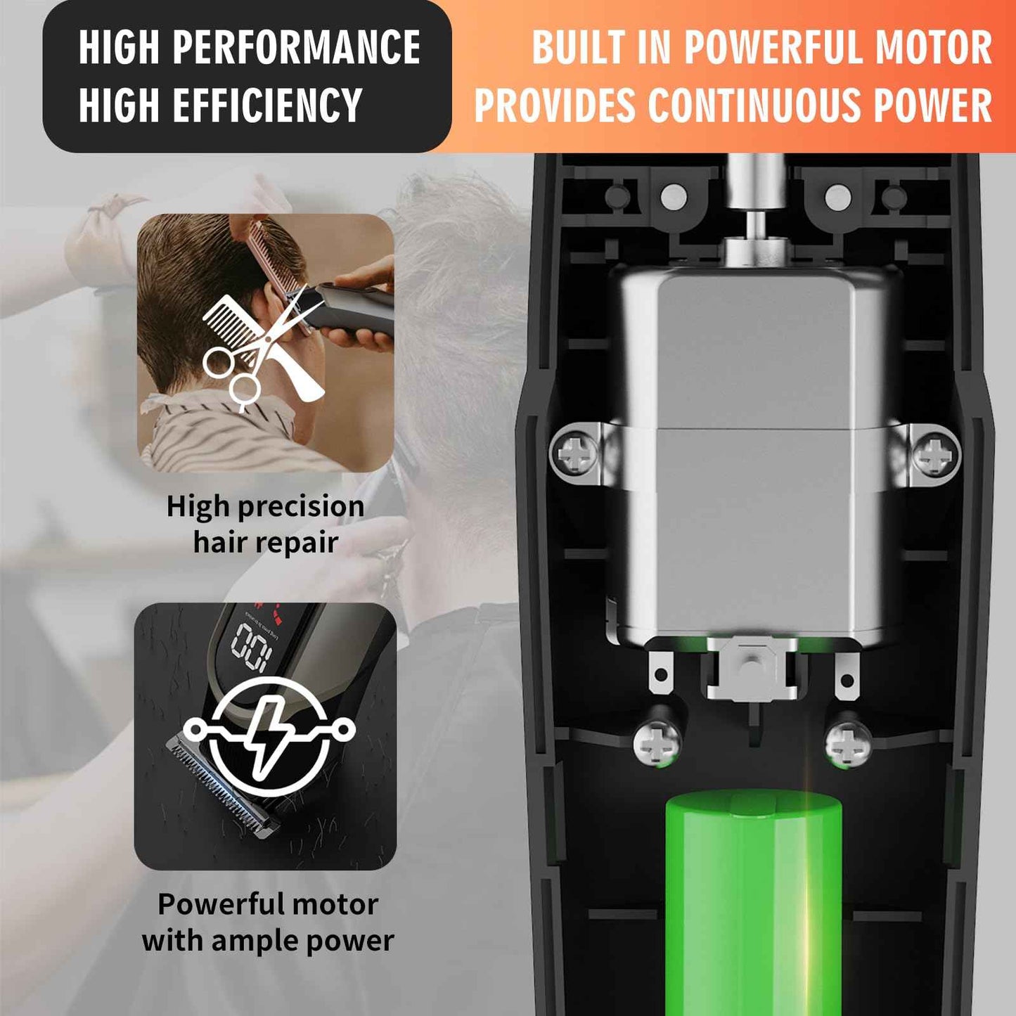 RUIBO Hair Clippers for Men Professional 5 in 1 Cord/Cordless Beard Nose Ear Body Grooming Hair Clipper Trimmer with Smart Charge Technology (Gray)