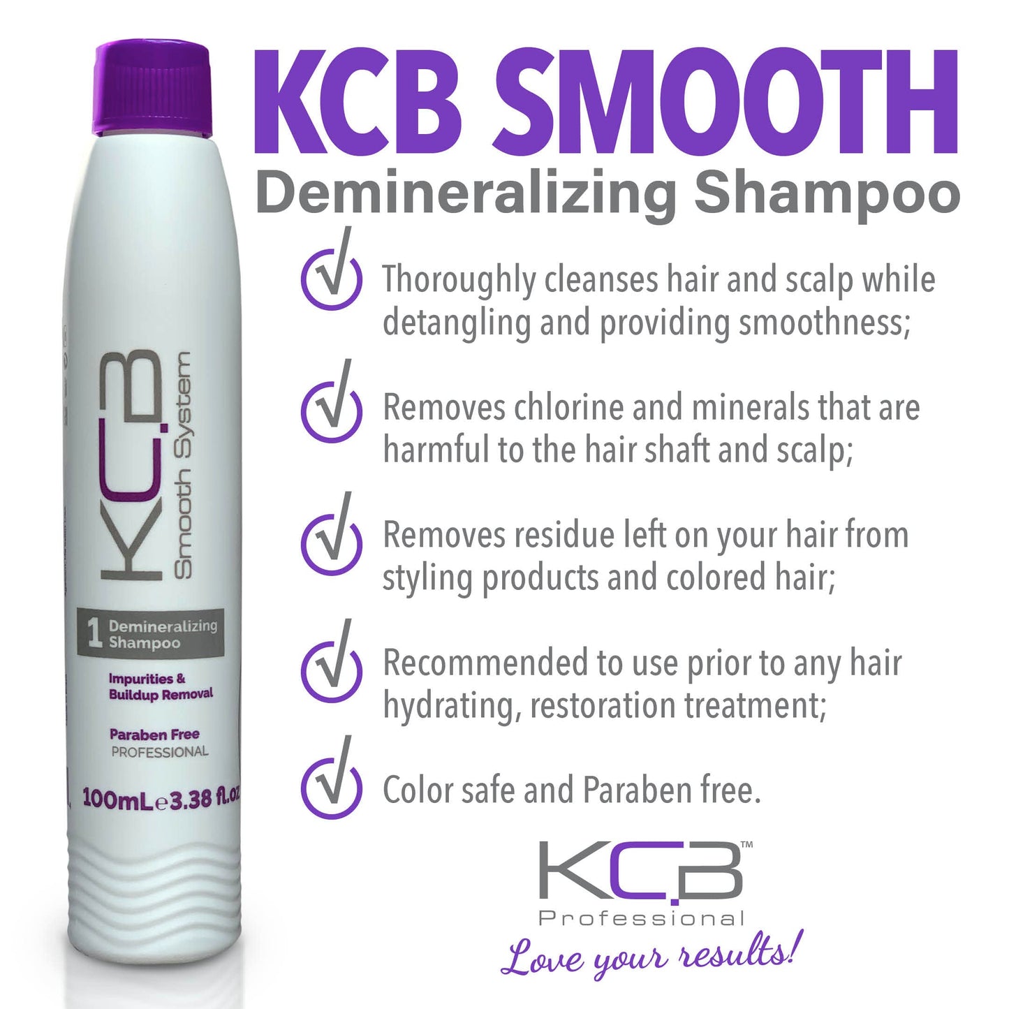 KCB Professional Smooth System, 2 Steps Brazilian Keratin Hair Treatment for Smoothing and Hair Frizz Control, Complex Blowout, Straightening, All Hair Types, Formaldehyde Free, 3.38 Fl oz / 100ml Kit